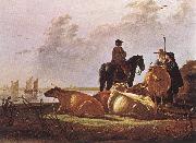 CUYP, Aelbert Peasants with Four Cows by the River Merwede dfg painting